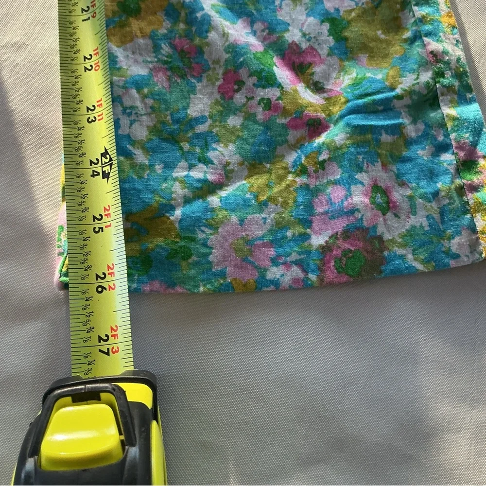 Zara Floral Print Stretch‎ Pants Size 2 NWT Straight Leg Linen Blend Boho Resort